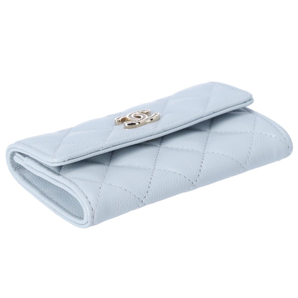 CHANEL Matelasse Business Card Holder AP4819 Light Blue Grained Shiny Calfskin - Picture 4 of 6